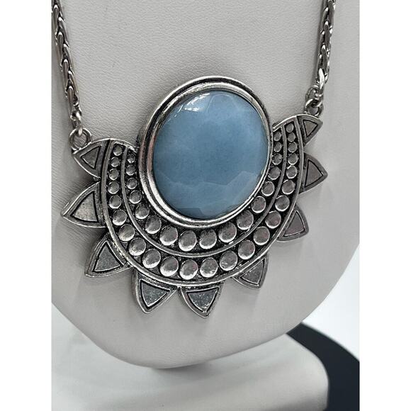 Lucky Brand Statement Long 
Necklace Light Blue Quartz Silver
Tone - Picture 6 of 11